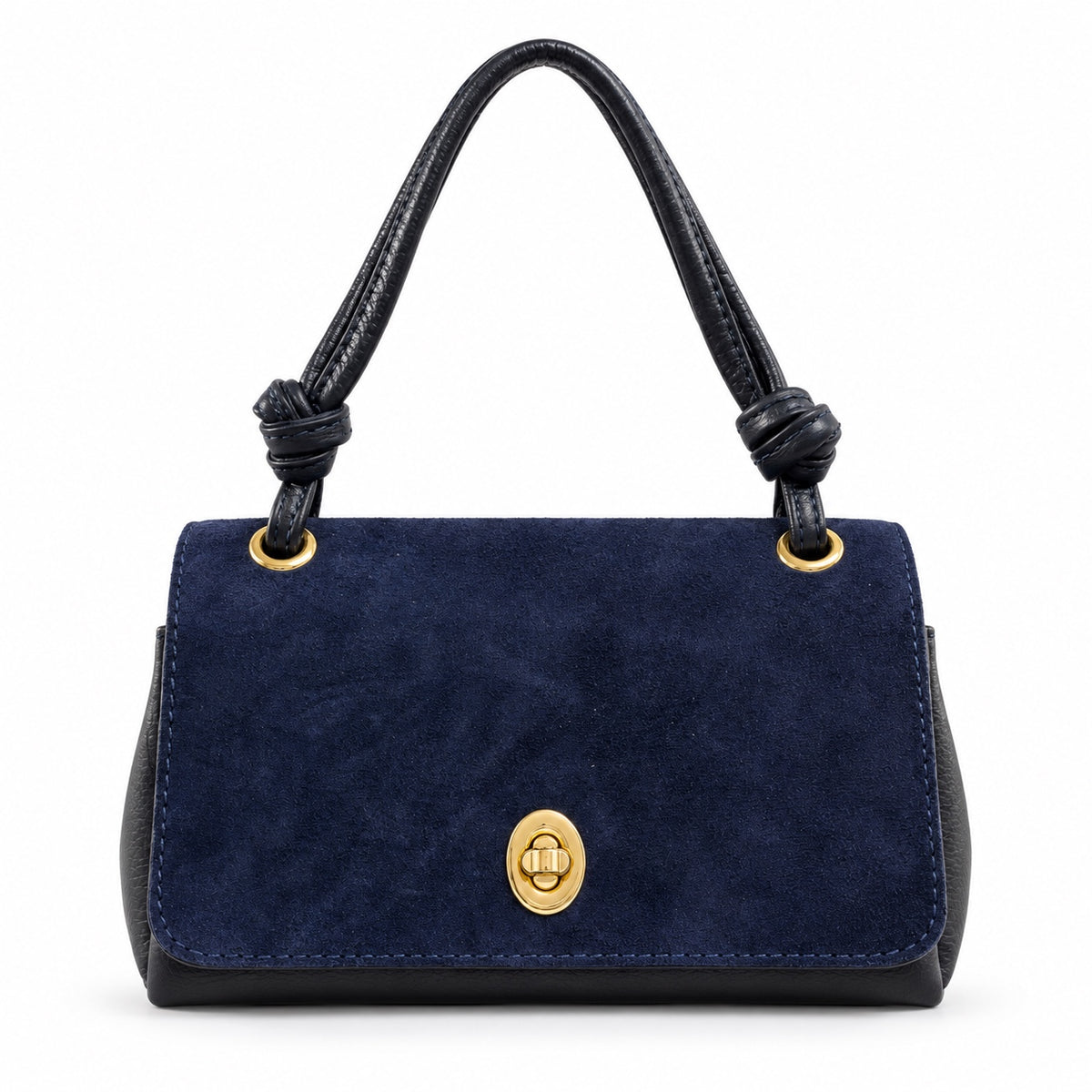 Azzurra borsa in suede blu con chiusura dorata