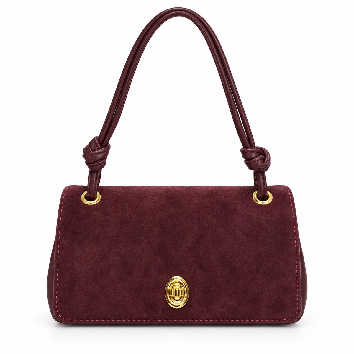 Azzurra borsa in suede bordeaux con chiusura dorata
