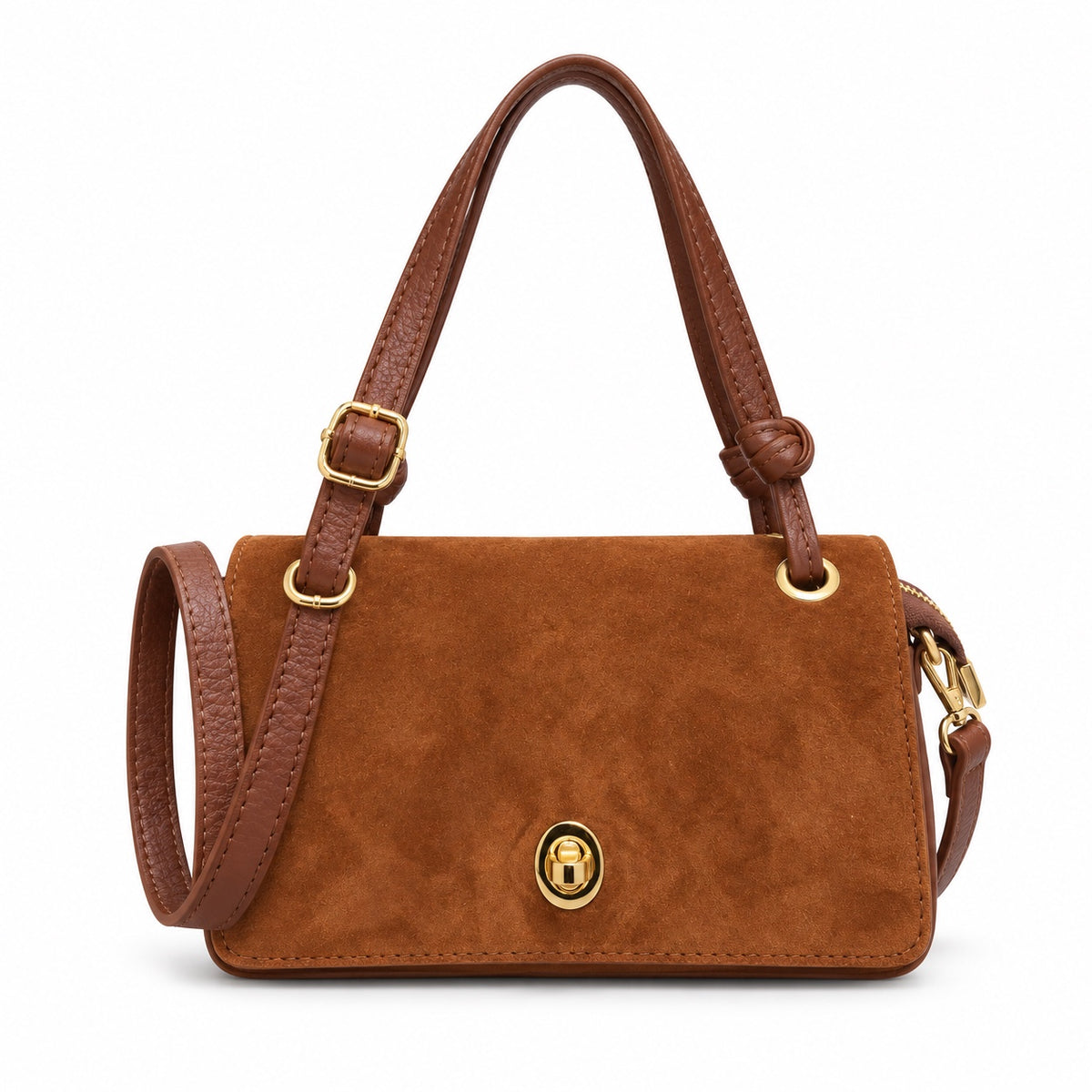 Azzurra borsa in suede cuoio tracolla con chiusura dorata