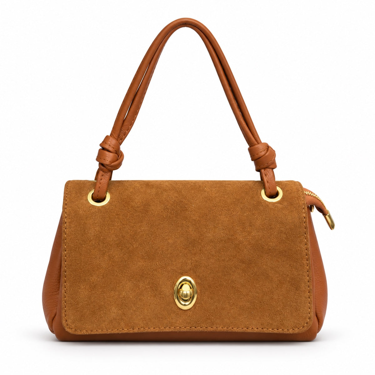 Azzurra borsa in suede cuoio con chiusura dorata