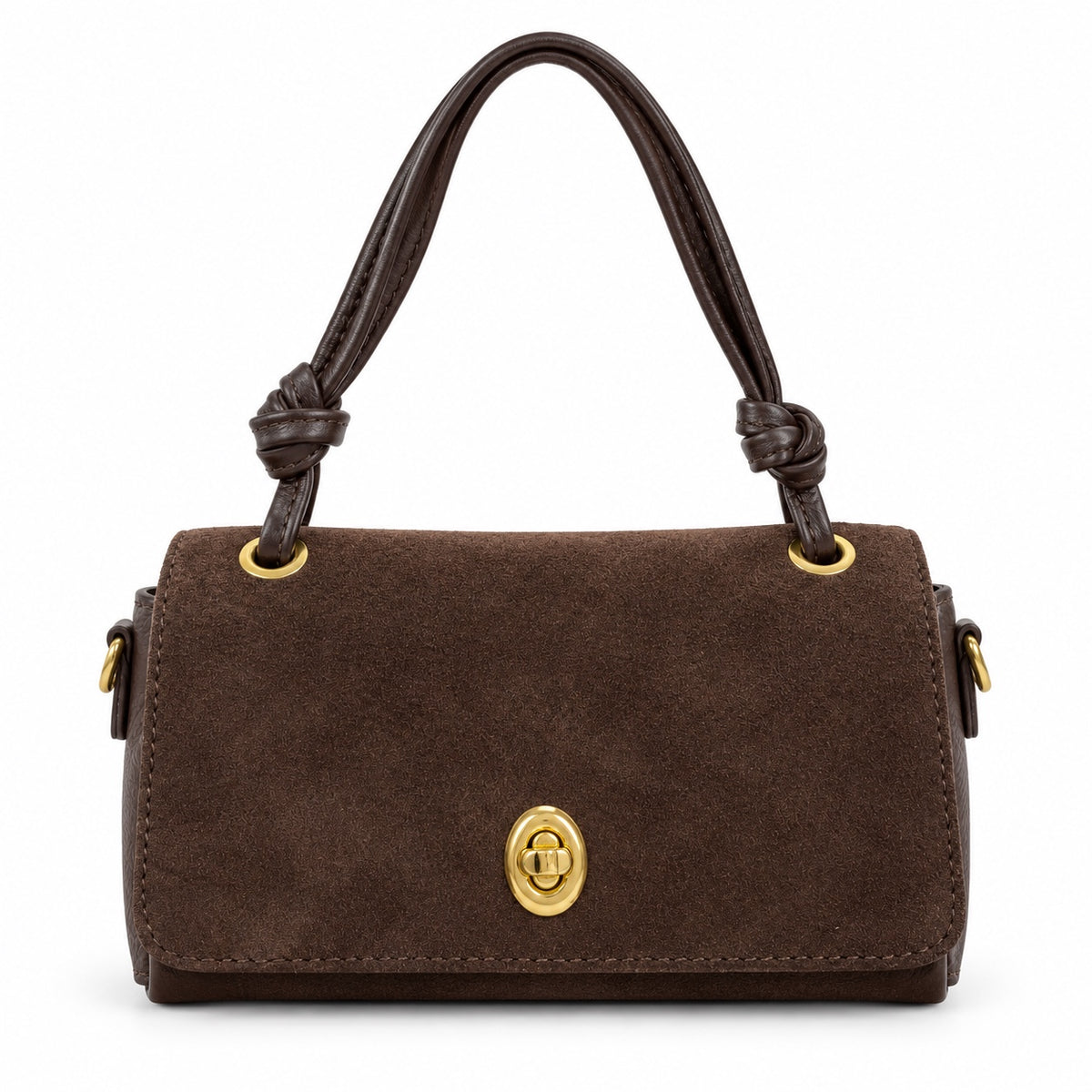 Azzurra borsa in suede testa di moro con chiusura dorata
