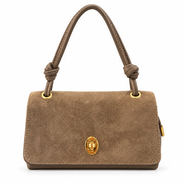 Azzurra borsa in suede tortora con chiusura dorata