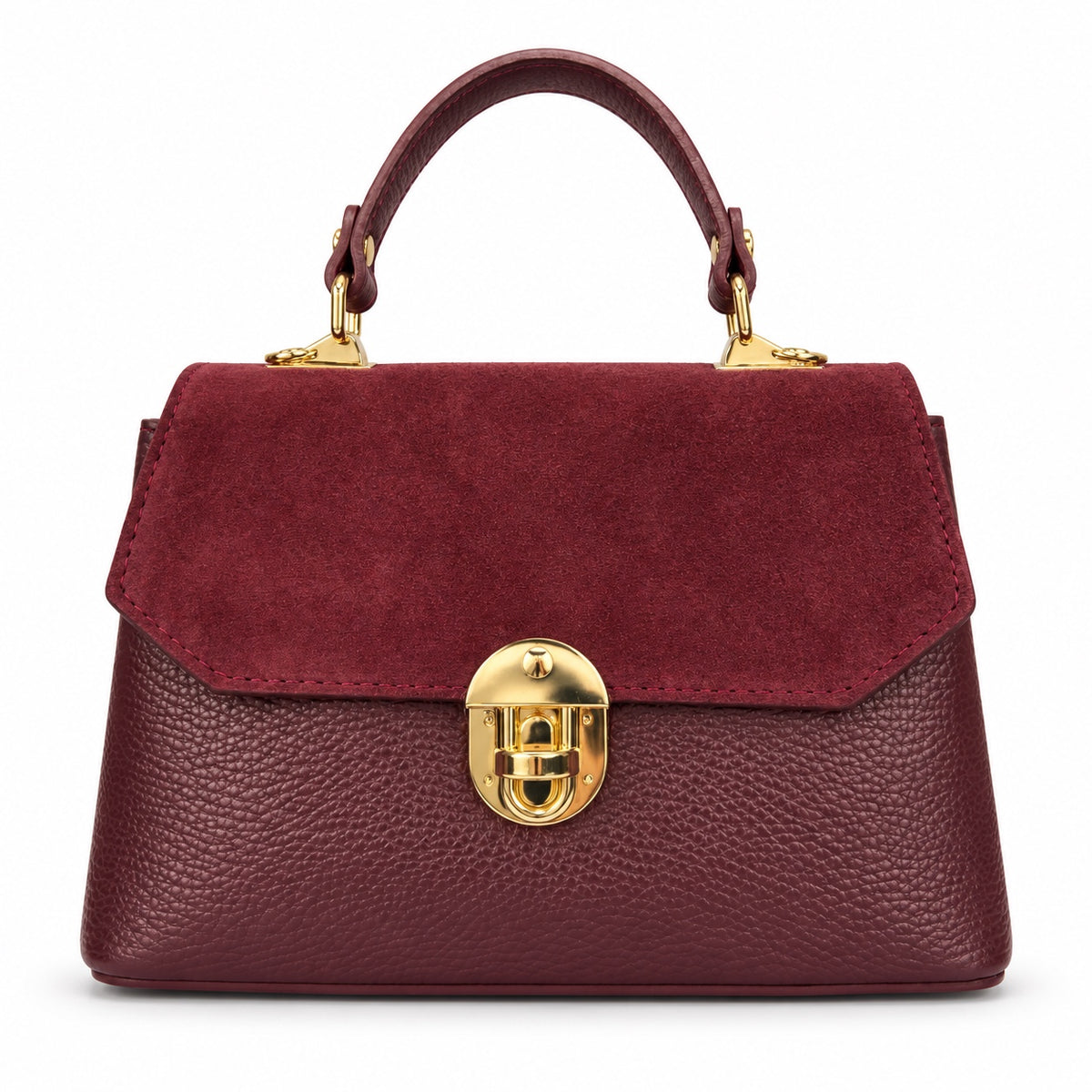 Bauletto Suede tracolla bordeaux con chiusura dorata