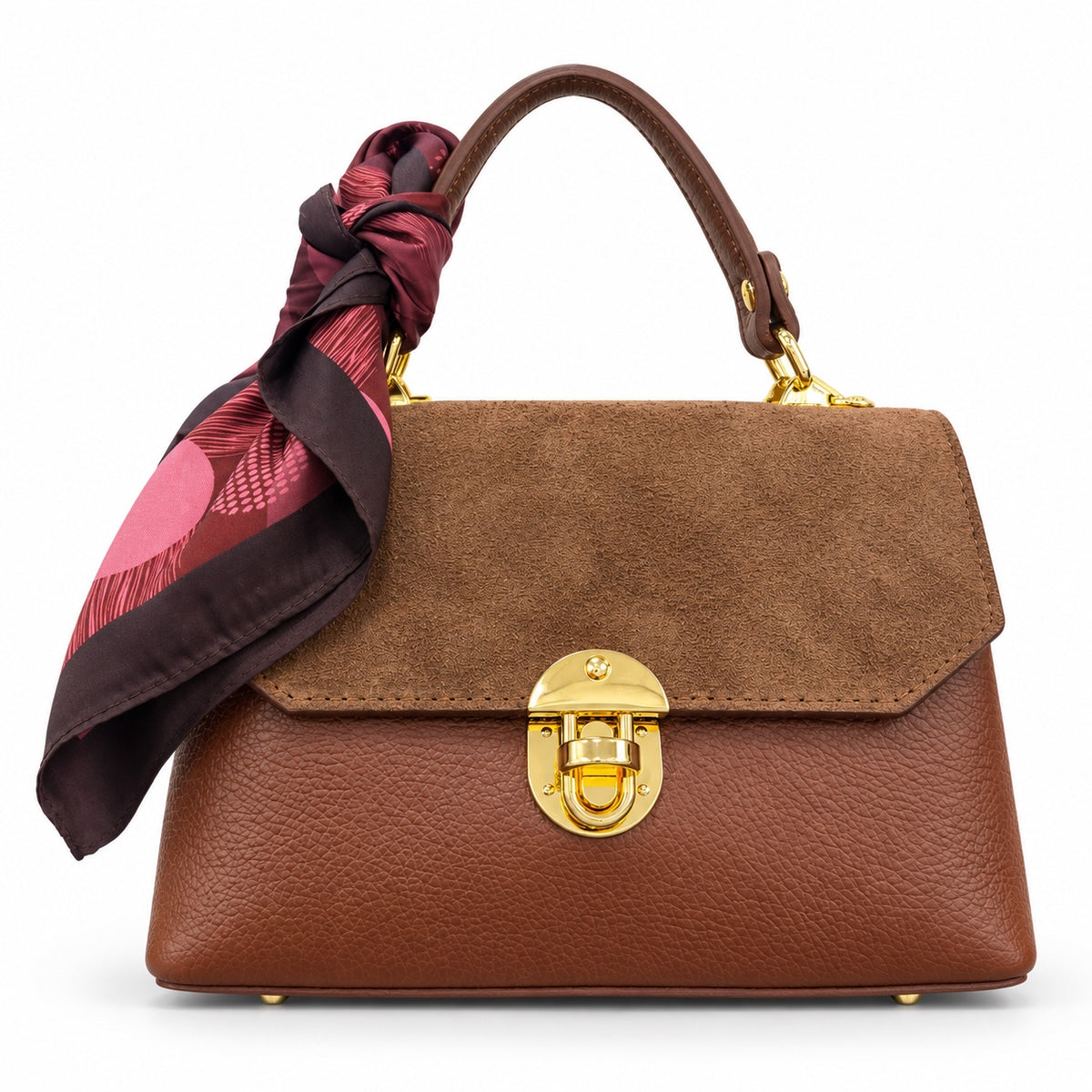Bauletto Suede tracolla cuoio con chiusura dorata