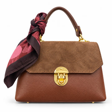 Bauletto Suede tracolla cuoio con chiusura dorata