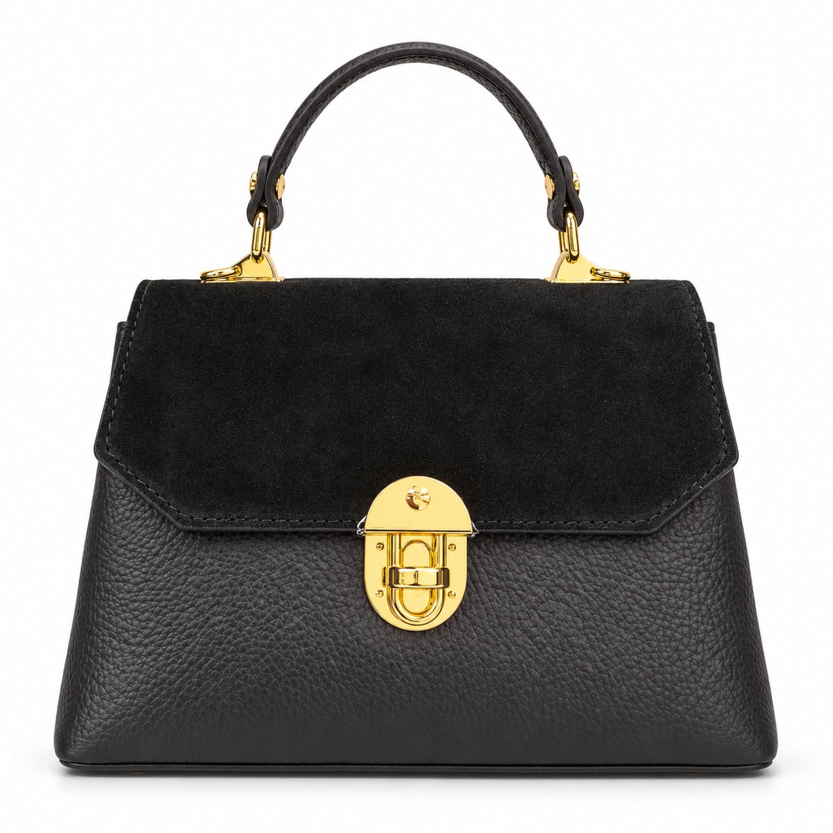 Bauletto Suede tracolla nero con chiusura dorata