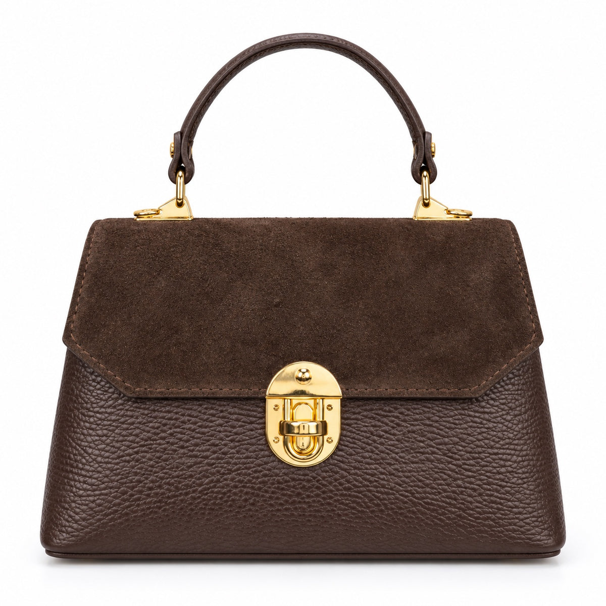 Bauletto Suede tracolla testa di moro con chiusura dorata