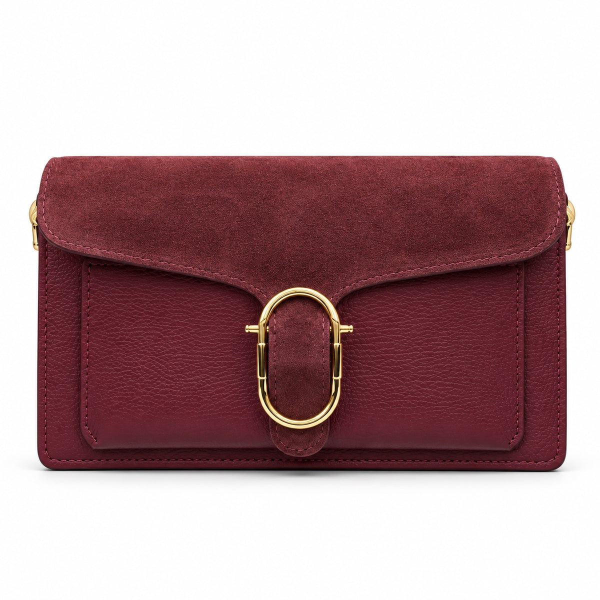 Diletta Suede Bordeaux borsa con fibbia ovale dorata